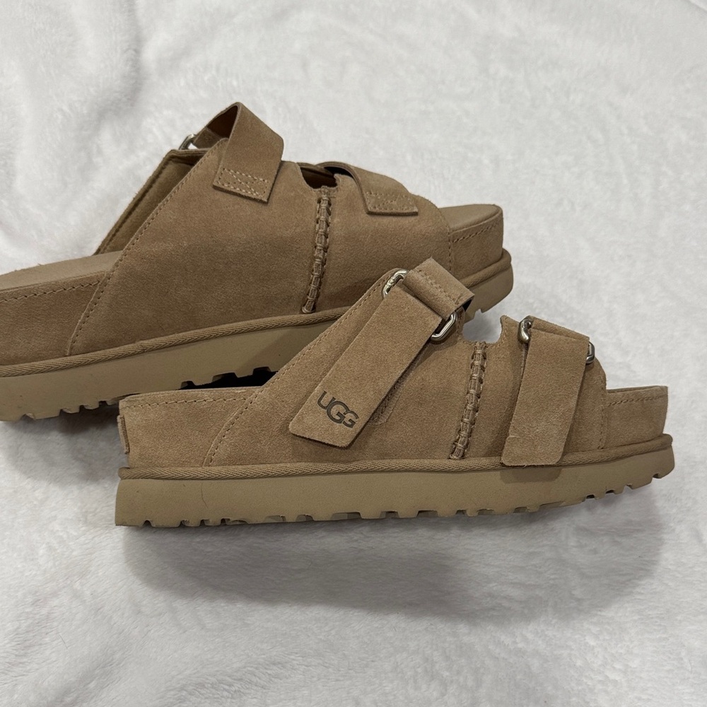 UGG Beige Suede Slide Sandals
